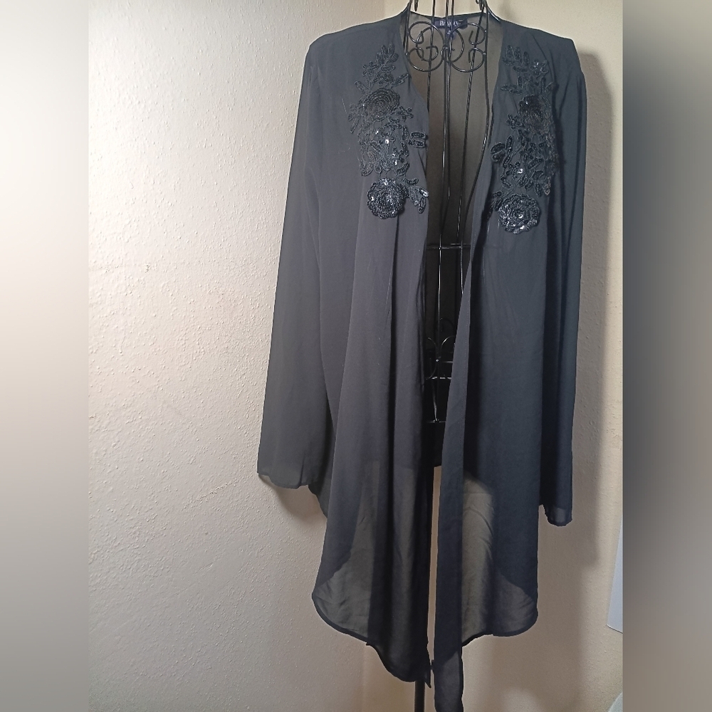 Roaman's Black Sheer Cardigan - Picture 4 of 8